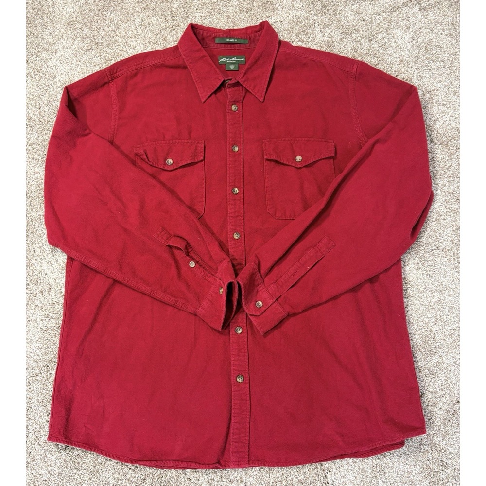 Vintage Eddie Bauer Men's Shirt 100% Cotton Red Size Small 00665 WPL 9647